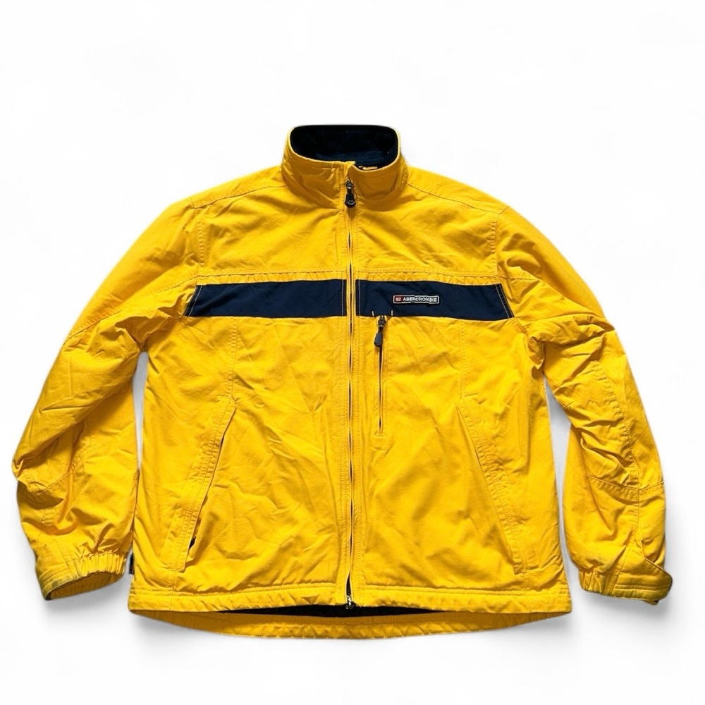 Y2K Vintage Abercrombie & Fitch A/92 Yellow Fleece Lined Zip Coat Men’s Medium